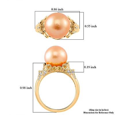 South Sea Golden Cultured Pearl and Multi Gemstone 0.75 ctw Crown Ring in 18K Vermeil Yellow Gold Over Sterling Silver (Size 10.0)