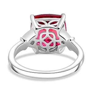 Lab Created Padparadscha Sapphire and White Zircon 5.82 ctw Ring in Vermeil Yellow Gold Over Sterling Silver (Size 10)