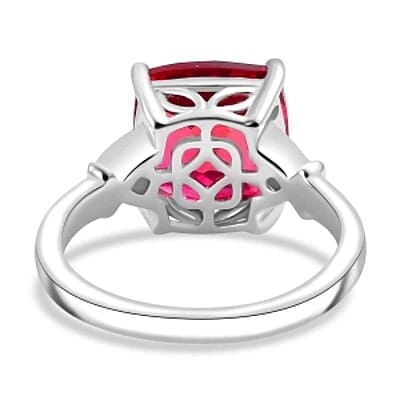 Lab Created Padparadscha Sapphire and White Zircon 5.82 ctw Ring in Vermeil Yellow Gold Over Sterling Silver (Size 10)