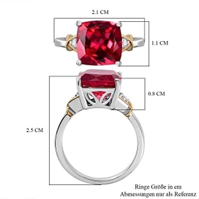 Lab Created Padparadscha Sapphire and White Zircon 5.82 ctw Ring in Vermeil Yellow Gold Over Sterling Silver (Size 10)