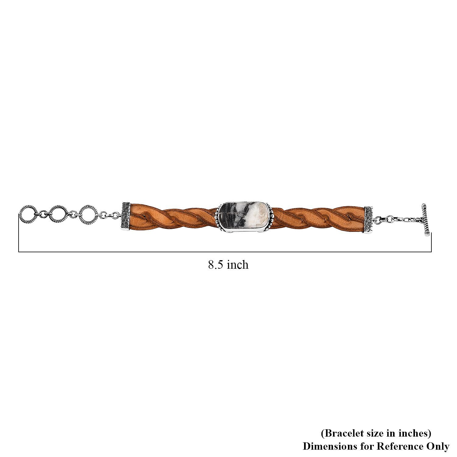 D'Joy Artisan Crafted White Buffalo 21.90 ctw Leather Bracelet in Black Oxidized Sterling Silver (6.50-8.0In)