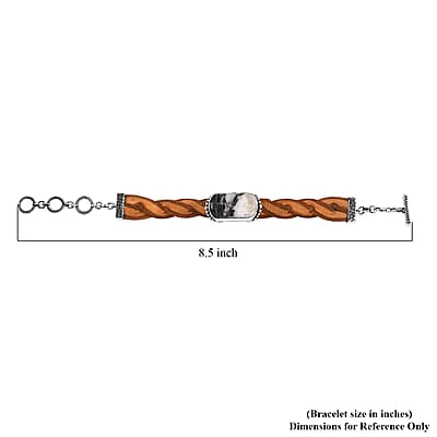 D'Joy Artisan Crafted White Buffalo 21.90 ctw Leather Bracelet in Black Oxidized Sterling Silver (6.50-8.0In)