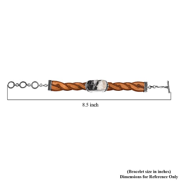 D'Joy Artisan Crafted White Buffalo 21.90 ctw Leather Bracelet in Black Oxidized Sterling Silver (6.50-8.0In)