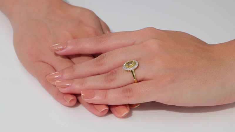 Premium Yellow Apatite, Yellow Diamond (IR), Diamond (0.33 cts) Ring in 18K Vermeil YG Over Sterling Silver (Size 10.0) 1.25 ctw