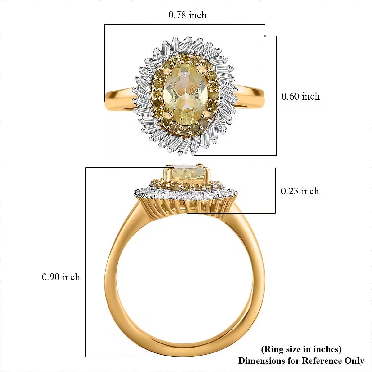 D'Joy Premium Madagascar Yellow Apatite, Yellow and White Diamond 1.25 ctw Spirit of the Sea Ring in 18K Vermeil Yellow Gold Over Sterling Silver (Size 10.0)