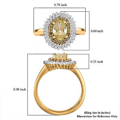 D'Joy Premium Madagascar Yellow Apatite, Yellow and White Diamond 1.25 ctw Spirit of the Sea Ring in 18K Vermeil Yellow Gold Over Sterling Silver (Size 10.0)