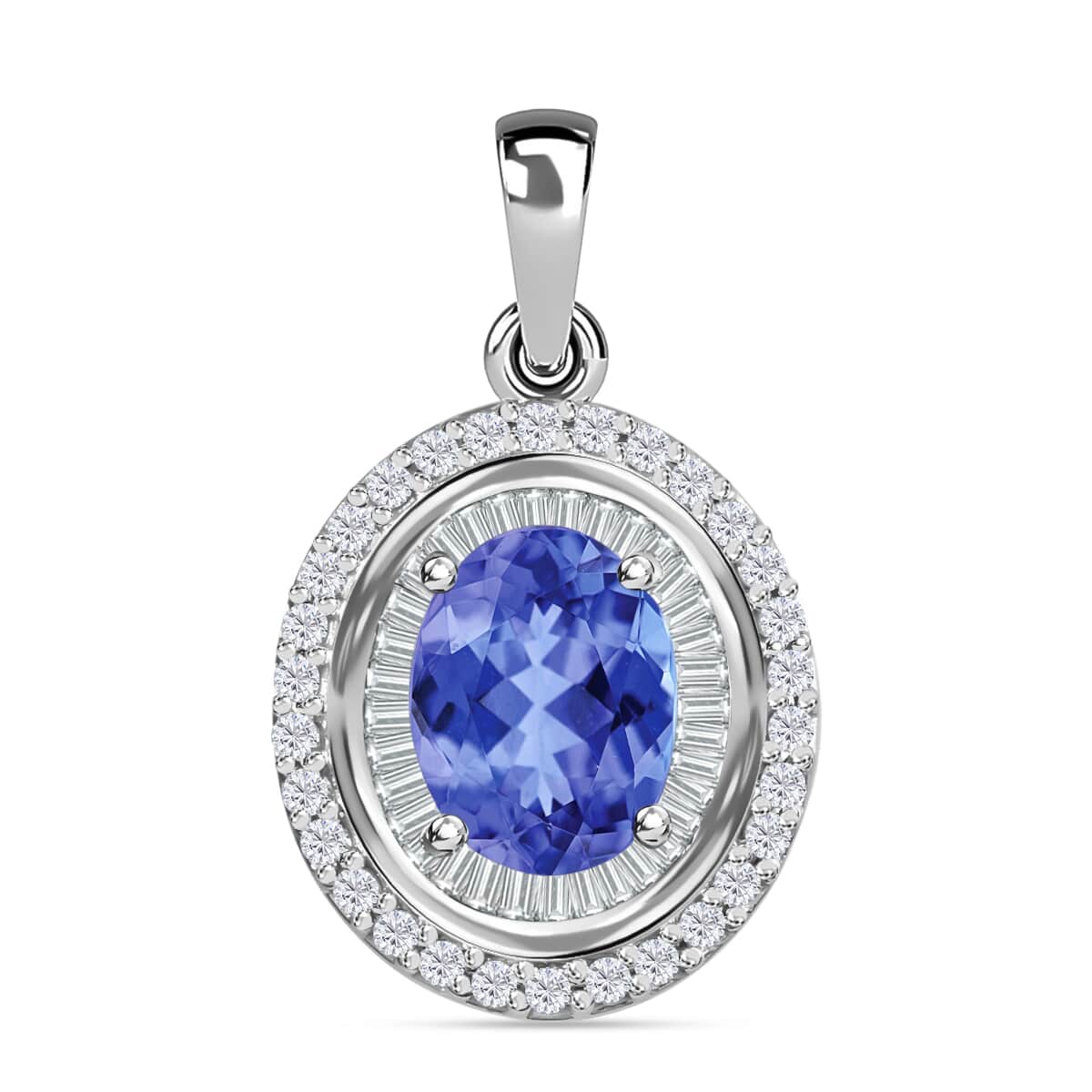 Luxoro Premium Tanzanite and G-H I1 Diamond 2.50 ctw Pendant in 14K White Gold image number 0