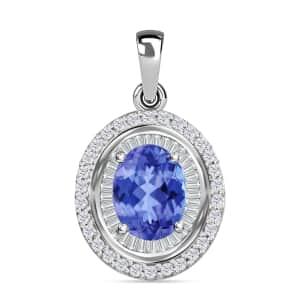 Luxoro Premium Tanzanite and G-H I1 Diamond 2.50 ctw Pendant in 14K White Gold