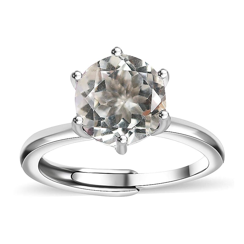 Karis Montezuma Prasiolite 1.85 ctw Adjustable Solitaire Ring in Platinum Bond (Size 5.0)