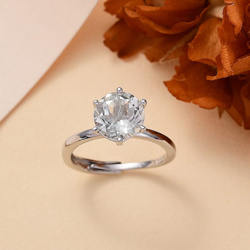 Karis Montezuma Prasiolite 1.85 ctw Adjustable Solitaire Ring in Platinum Bond (Size 5.0)