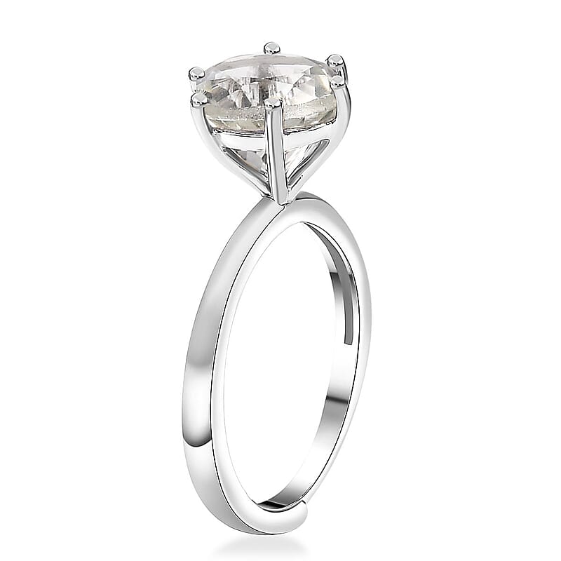 Karis Montezuma Prasiolite 1.85 ctw Adjustable Solitaire Ring in Platinum Bond (Size 5.0)