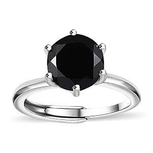 Karis Thai Black Spinel 2.25 ctw Adjustable Solitaire Ring in Platinum Bond (Size 5.0)