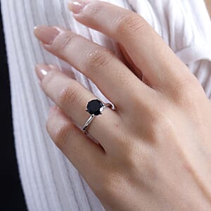 Karis Thai Black Spinel 2.25 ctw Adjustable Solitaire Ring in Platinum Bond (Size 5.0)