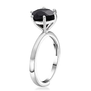 Karis Thai Black Spinel 2.25 ctw Adjustable Solitaire Ring in Platinum Bond (Size 5.0)