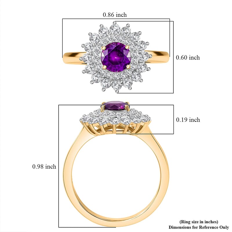 Certified & Appraised Luxoro AAA Australian Sapphire and Diamond G-H I2 1.85 ctw Floral Ring in 14K Yellow Gold (Size  10.0)