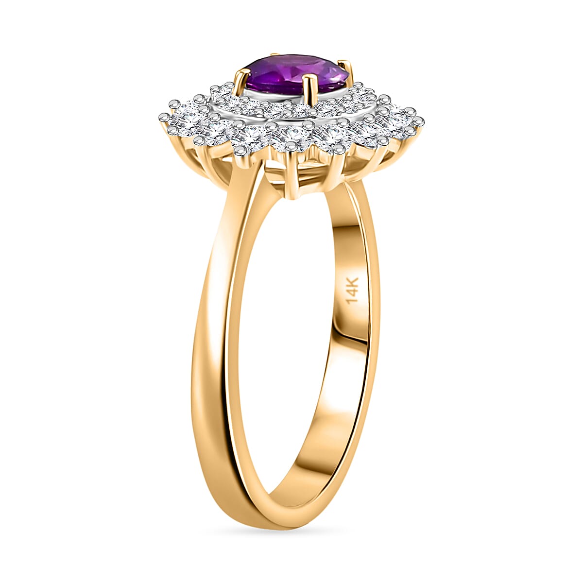 Certified & Appraised Luxoro 14K Yellow Gold AAA Australian Sapphire, Diamond (G-H, I2) (0.74 cts) Floral Ring (Size 10.0) 1.85 ctw image number 3