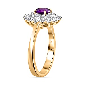 Certified & Appraised Luxoro 14K Yellow Gold AAA Australian Sapphire, Diamond (G-H, I2) (0.74 ccts) Floral Ring (Size 7.0) 1.85 ctw