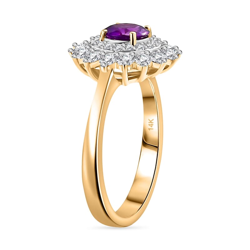 Certified & Appraised Luxoro AAA Australian Sapphire and Diamond G-H I2 1.85 ctw Floral Ring in 14K Yellow Gold (Size  7.0)