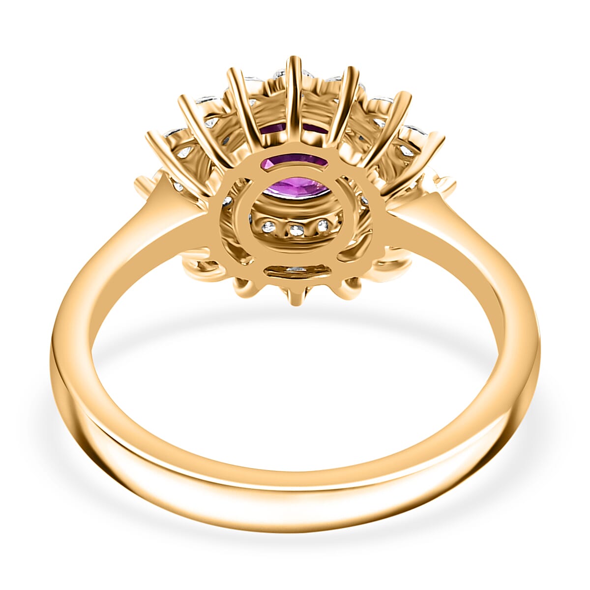 Certified & Appraised Luxoro 14K Yellow Gold AAA Australian Sapphire, Diamond (G-H, I2) (0.74 cts) Floral Ring (Size 10.0) 1.85 ctw image number 4