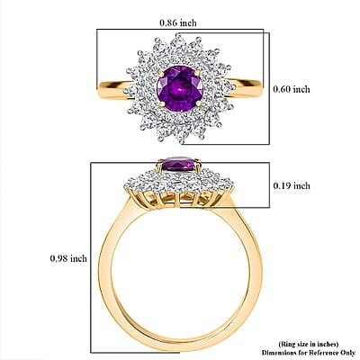 Certified & Appraised Luxoro AAA Australian Sapphire and Diamond G-H I2 1.85 ctw Floral Ring in 14K Yellow Gold (Size  7.0)