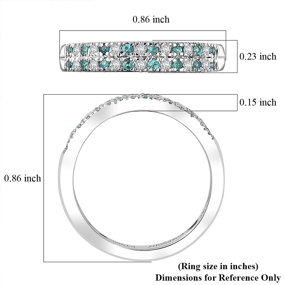 Rhapsody AAAA Paraiba Tourmaline and E-F VS2 Diamond 0.35 ctw 2 Row Band Ring in 950 Platinum (Size 10.0) 4.50 Grams (Del. in 10-12 Days) 