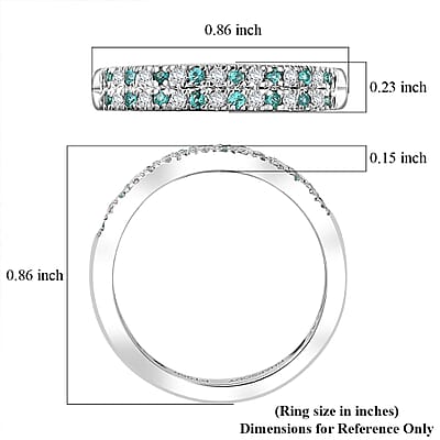 Rhapsody AAAA Paraiba Tourmaline and E-F VS2 Diamond 0.35 ctw 2 Row Band Ring in 950 Platinum (Size 10.0) 4.50 Grams (Del. in 10-12 Days) 