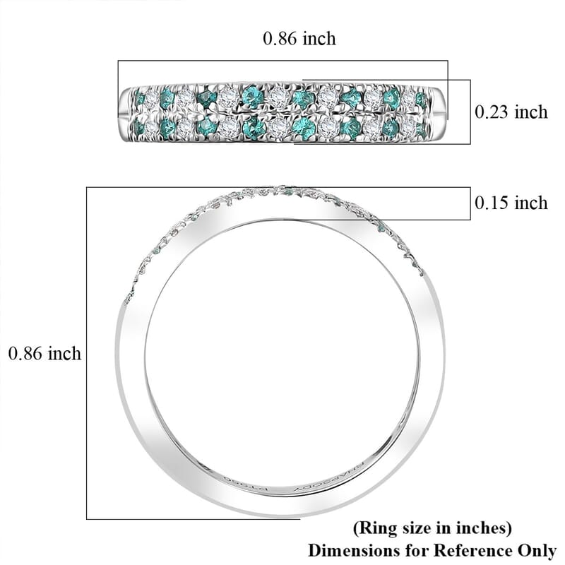 Rhapsody AAAA Paraiba Tourmaline and E-F VS2 Diamond 0.35 ctw 2 Row Band Ring in 950 Platinum (Size 10.0) 4.50 Grams (Del. in 10-12 Days) 