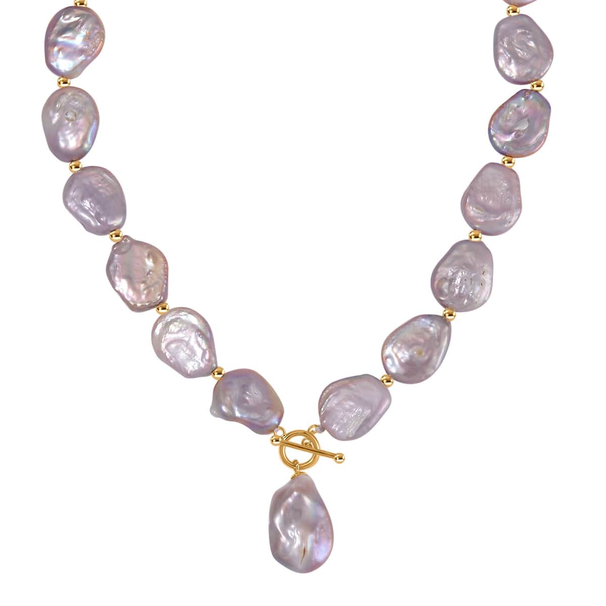 Purple Keshi Pearl Necklace in 14K Yellow Gold Over Sterling Silver 20 Inches image number 0