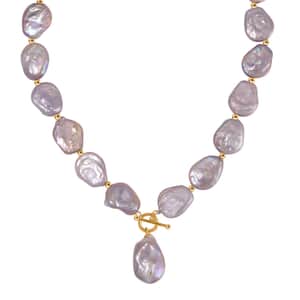 Purple Keshi Pearl Necklace in 14K Yellow Gold Over Sterling Silver 20 Inches