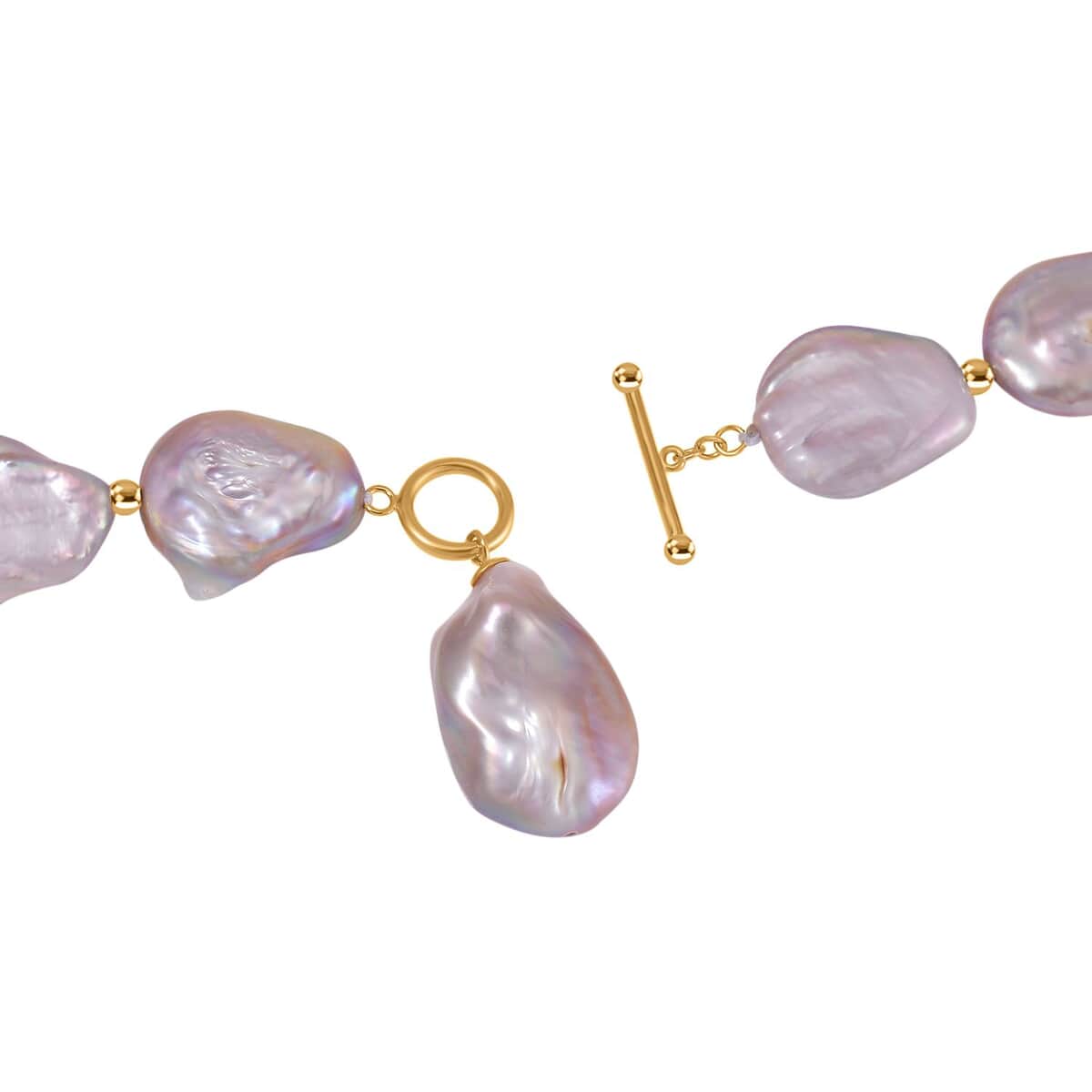 Purple Keshi Pearl Necklace in 14K Yellow Gold Over Sterling Silver 20 Inches image number 3