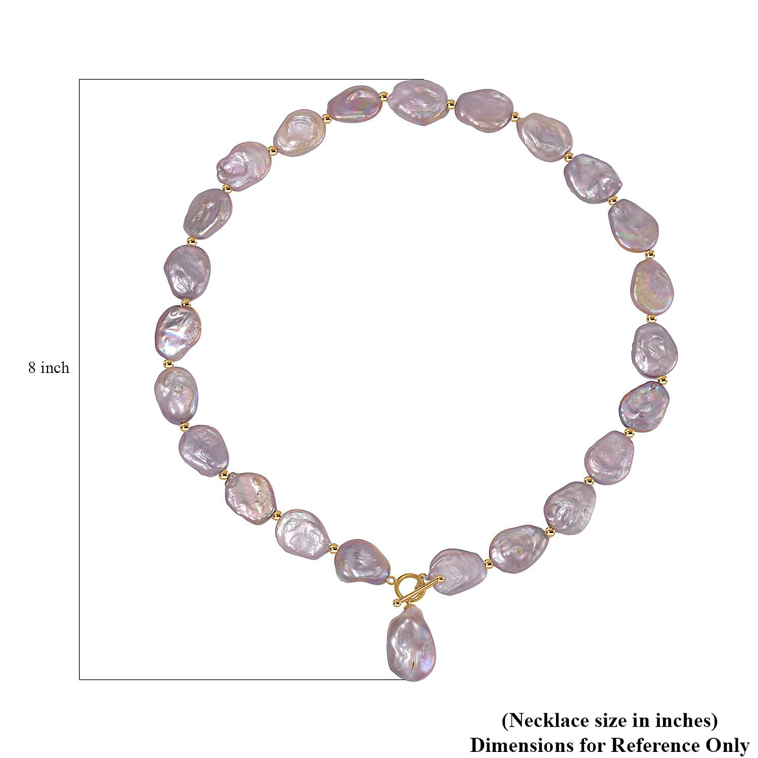 Purple Keshi Pearl Necklace in 14K Yellow Gold Over Sterling Silver 20 Inches
