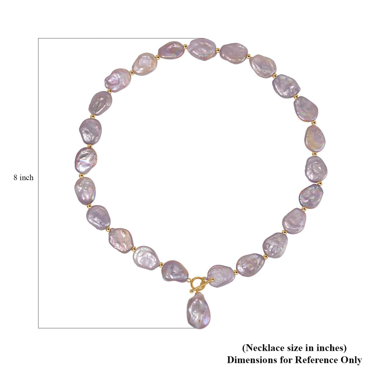 Purple Keshi Pearl Necklace in 14K Yellow Gold Over Sterling Silver 20 Inches image number 4