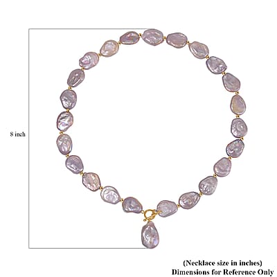 Purple Keshi Pearl Necklace in 14K Yellow Gold Over Sterling Silver 20 Inches