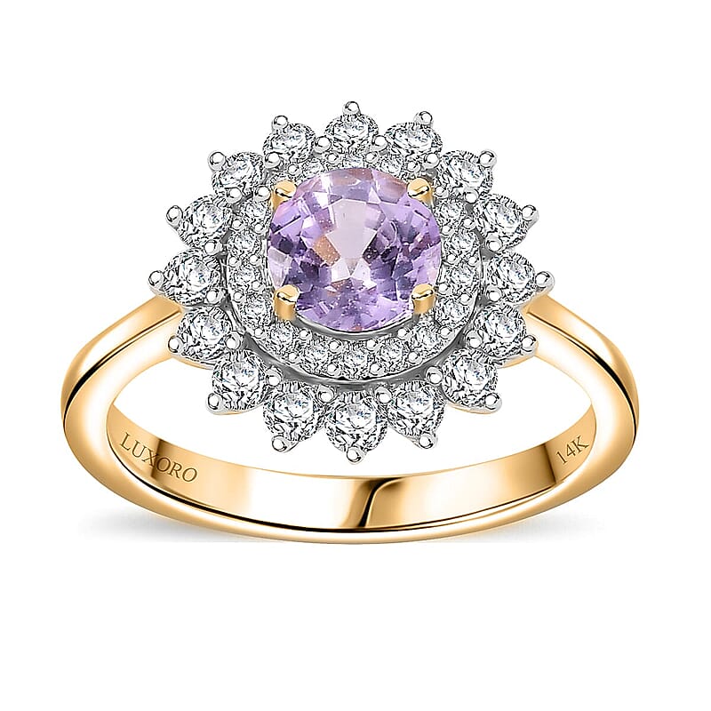 Certified & Appraised Luxoro AAA Madagascar Pink Sapphire and Diamond G-H I2 1.79 ctw Floral Ring in 14K Yellow Gold (Size  6.0)