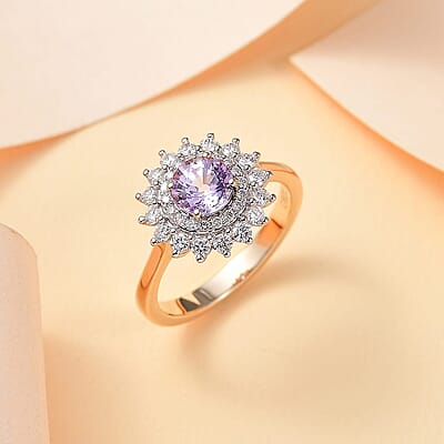 Certified & Appraised Luxoro AAA Madagascar Pink Sapphire and Diamond G-H I2 1.79 ctw Floral Ring in 14K Yellow Gold (Size  6.0)
