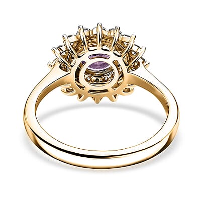 Certified & Appraised Luxoro AAA Madagascar Pink Sapphire and Diamond G-H I2 1.79 ctw Floral Ring in 14K Yellow Gold (Size  6.0)
