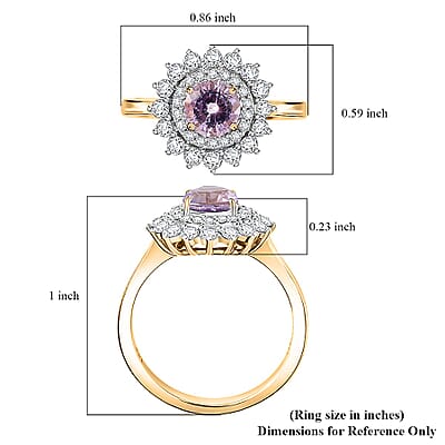 Certified & Appraised Luxoro AAA Madagascar Pink Sapphire and Diamond G-H I2 1.79 ctw Floral Ring in 14K Yellow Gold (Size  6.0)