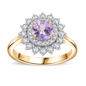 Certified & Appraised Luxoro AAA Madagascar Pink Sapphire and G-H I2 Diamond 1.79 ctw Floral Ring in 14K Yellow Gold (Size 7.0)