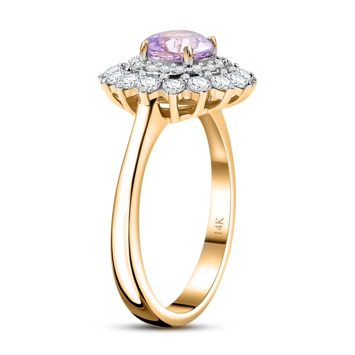 Certified & Appraised Luxoro AAA Madagascar Pink Sapphire and G-H I2 Diamond 1.79 ctw Floral Ring in 14K Yellow Gold (Size 7.0) image number 3