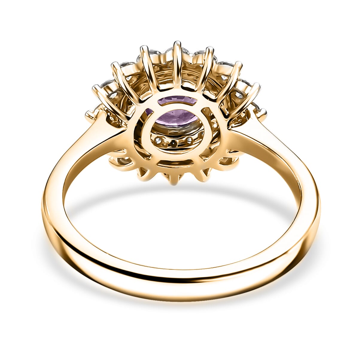 Certified & Appraised Luxoro AAA Madagascar Pink Sapphire and G-H I2 Diamond 1.79 ctw Floral Ring in 14K Yellow Gold (Size 7.0) image number 4