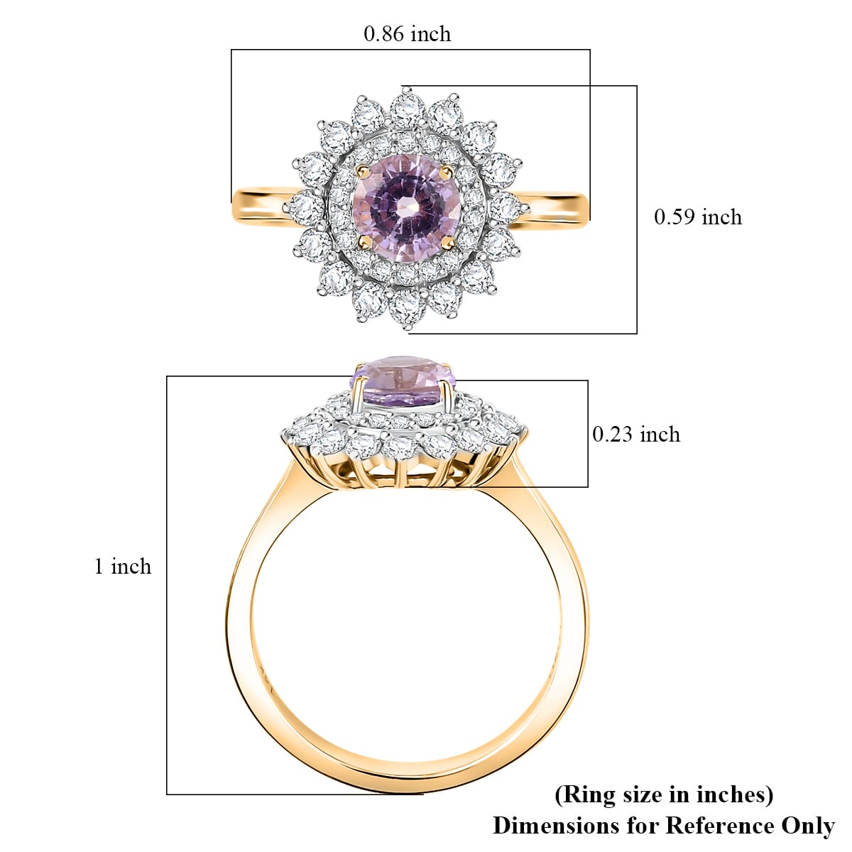 Certified & Appraised Luxoro AAA Madagascar Pink Sapphire and G-H I2 Diamond 1.79 ctw Floral Ring in 14K Yellow Gold (Size 7.0) image number 5