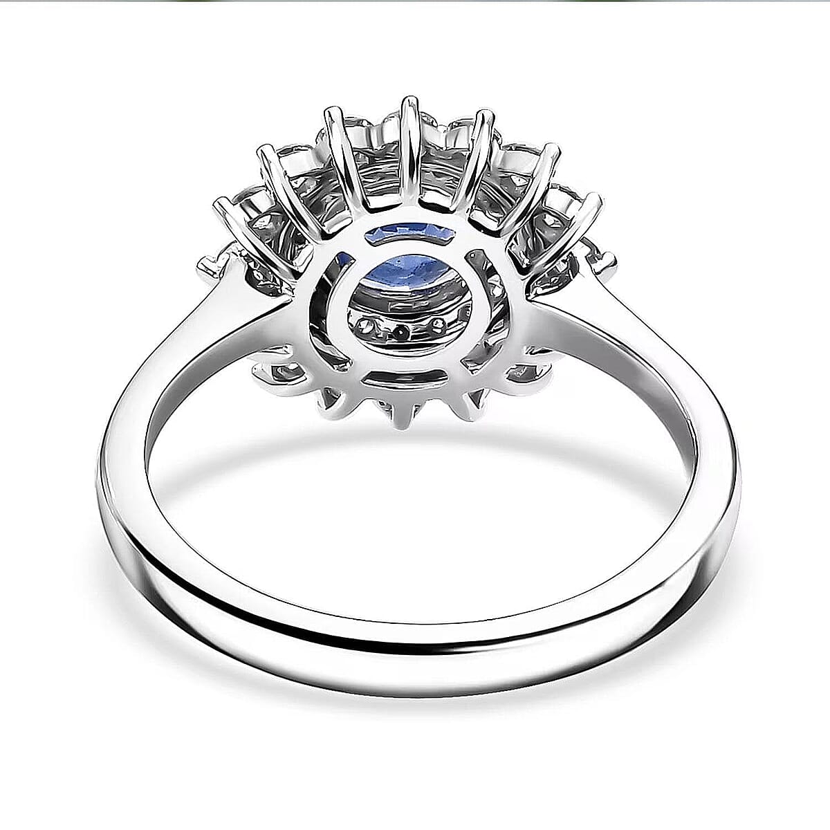 Certified & Appraised Luxoro AAA Blue Sapphire and Diamond G-H I2 1.86 ctw Floral Ring in 14K White Gold (Size  6.0) image number 6