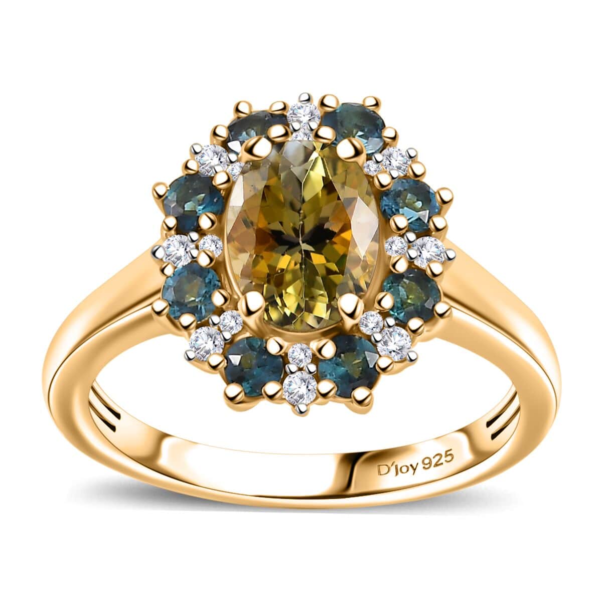 Premium Golden Tanzanite and Multi Gemstone 2.00 ctw Sunflower Ring in 18K Vermeil Yellow Gold Over Sterling Silver (Size 10.0) image number 0