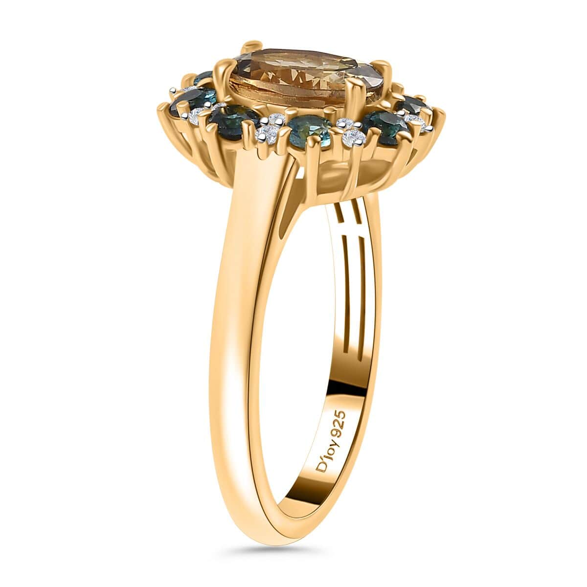 Premium Golden Tanzanite and Multi Gemstone 2.00 ctw Sunflower Ring in 18K Vermeil Yellow Gold Over Sterling Silver (Size 10.0) image number 3