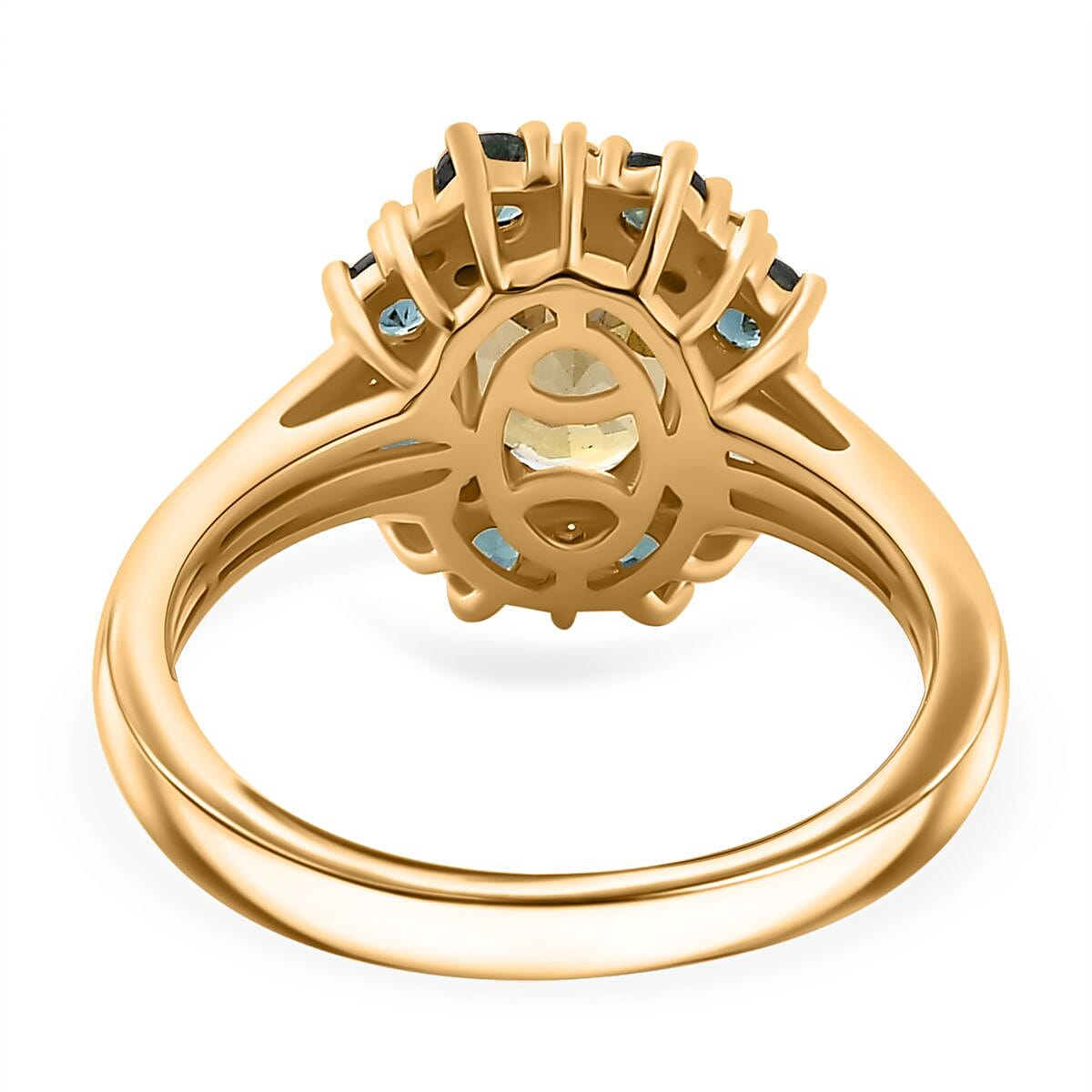 D'Joy Premium Golden Tanzanite and Multi Gemstone 2.00 ctw Sunflower Ring in 18K Vermeil Yellow Gold Over Sterling Silver (Size 10.0)