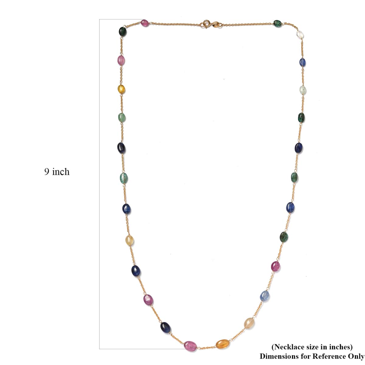 Multi Sapphire 45.00 ctw Necklace in 18K Vermeil Yellow Gold Over Sterling Silver 24 Inches image number 5