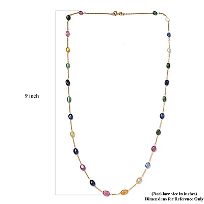 Multi Sapphire 45.00 ctw Necklace in 18K Vermeil Yellow Gold Over Sterling Silver 24 Inches
