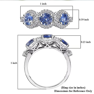 Certified & Appraised Luxoro AAA Ceylon Blue Sapphire and Diamond G-H I2 2.88 ctw Triple Halo Ring in 14K White Gold (Size  7.0)  4.37 Grams