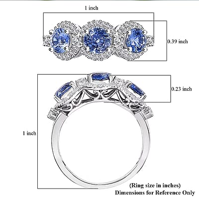Certified & Appraised Luxoro AAA Ceylon Blue Sapphire and Diamond G-H I2 2.88 ctw Triple Halo Ring in 14K White Gold (Size  9.0)  4.37 Grams
