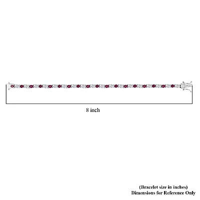 D'Joy Premium Montepuez Ruby and Moissanite 6.35 ctw Art & Deco Bracelet in Rhodium Over Sterling Silver (7.25 In)